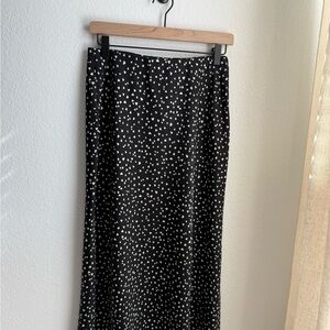 a new day Black Maxi Skirt with White Heart Pattern